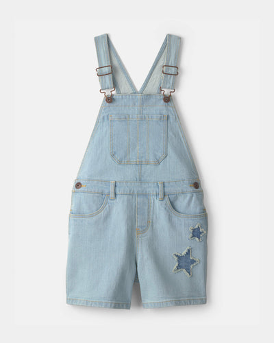 Carter's Qız Ulduz Detallı Denim Qısaq Kombinezon - Açıq Yuyumu