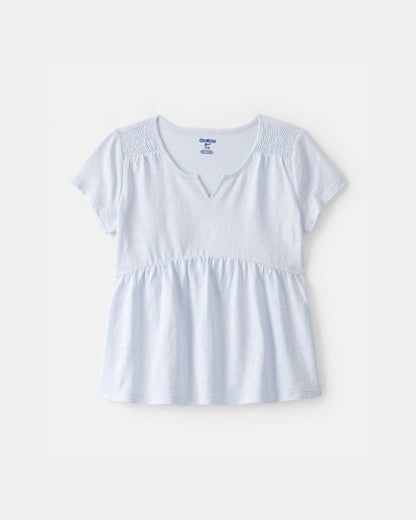 OshKosh B'gosh Qız Peplum Qısa Kollu Köynəyi - Mavi