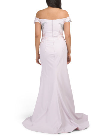 TERANI COUTURE Çiyin Açıq Süslənmiş Geyim