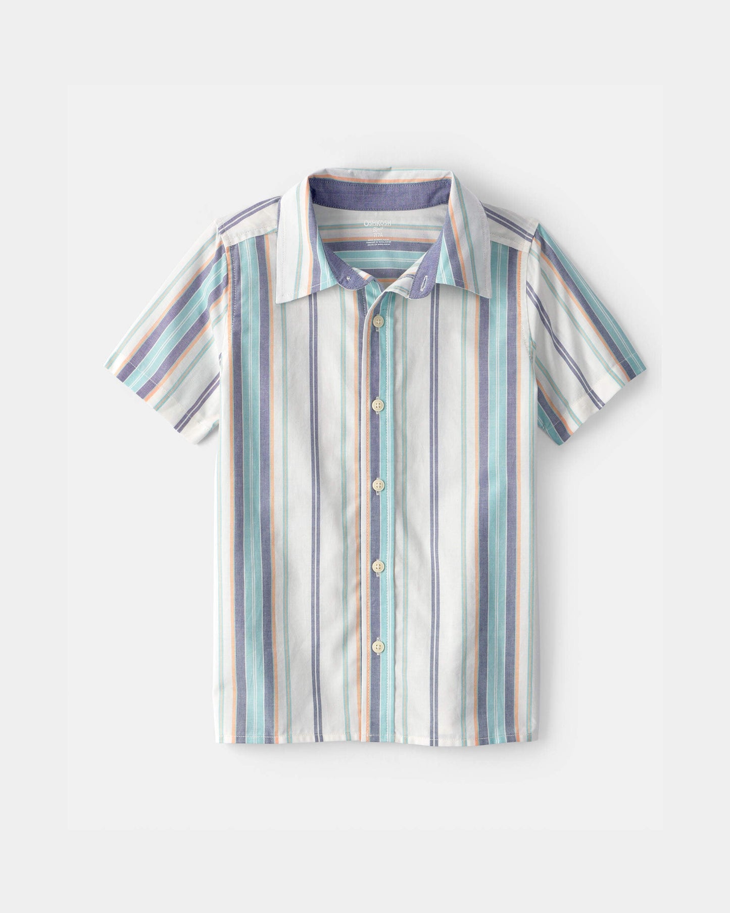 OshKosh B'gosh Oğlan Çizgili Qısa Tətbirli Düymə Köynəyi