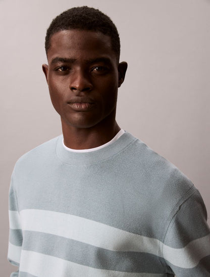 Calvin Klein Tech Knit Stripe Sweater Texturlu Çizgi Pulover