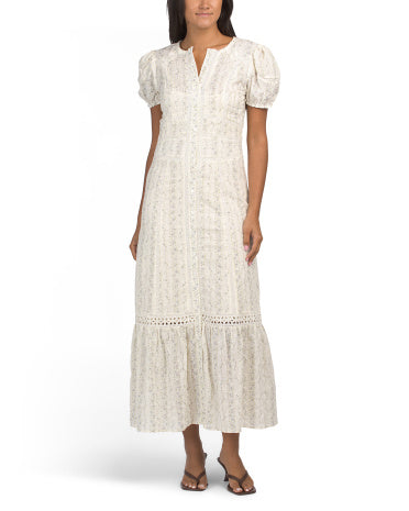 JL LUXE LABEL Qısa Tərəvəzli Çiçəkli Maksı Geyim