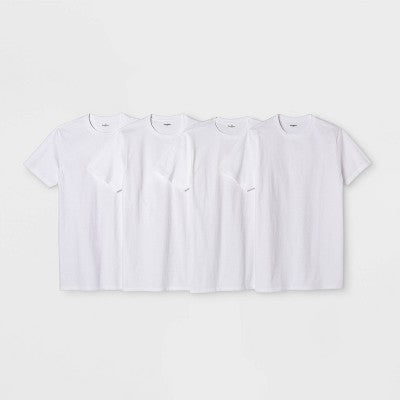 Goodfellow & Co Kişi Qısa Tərəvəz Yaxası T-Shirt 4-Paket Ağ M
