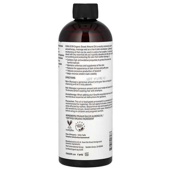Pura D'Or Örgani Şirin Badam Yağı 473 ml
