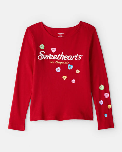 OshKosh B'gosh Qız Sweethearts© Şirniyyat Uzun Cəkit Qabartma Bluzka - Qırmızı
