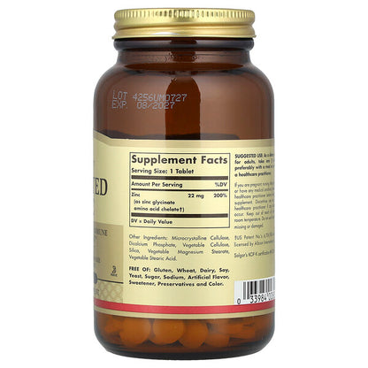 Solgar Chelated Zinc 250 Tablet 22 Mg