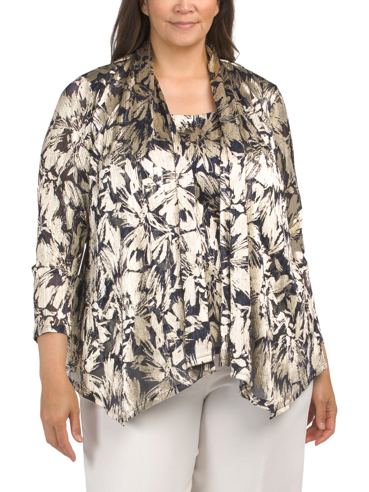 MARINA Plus Made In Usa 2pc Foil Shell Top And Shrug Set