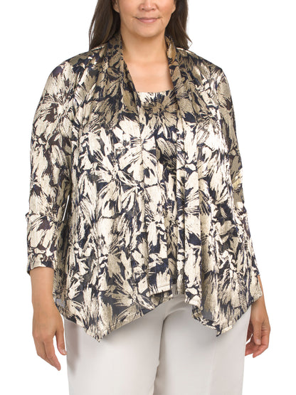 MARINA Plus Made In Usa 2pc Foil Shell Top And Shrug Set