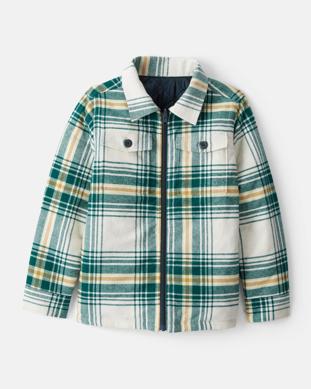 OshKosh B'gosh Oğlan Qırmızı Xətli Uzun Kollu Moda Gödəkçəsi - Yaşıl