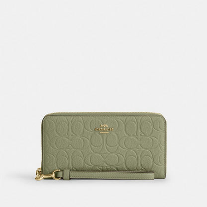 Coach Signature Dərisi Long Zip Around Pul Çantası