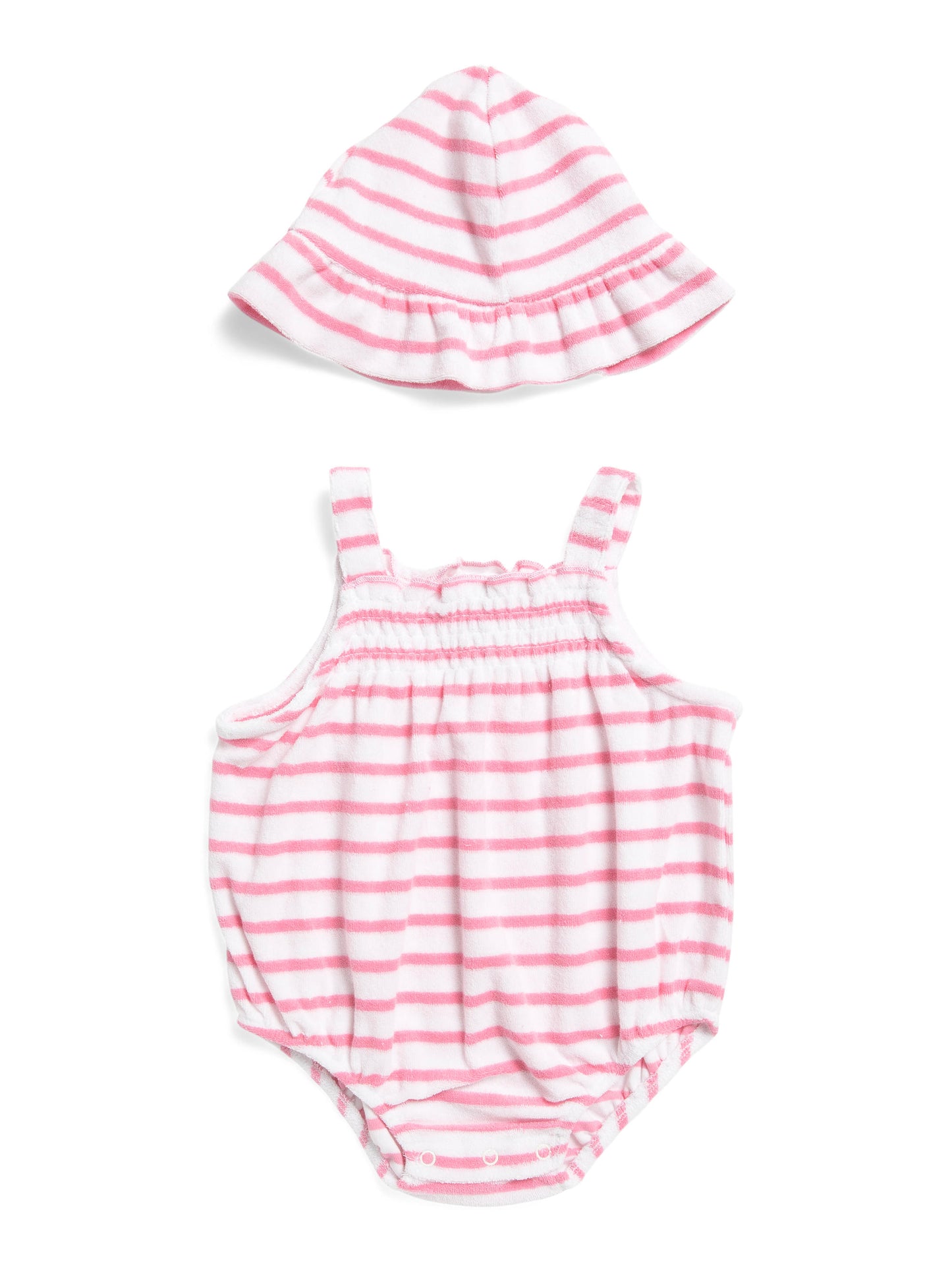 LITTLE ME Yenidoğan Qız Çizgili Bubble Bodysuit və Şapka