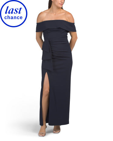 XSCAPE Petite Uzun Off The Shoulder Scuba Crepe Geyim