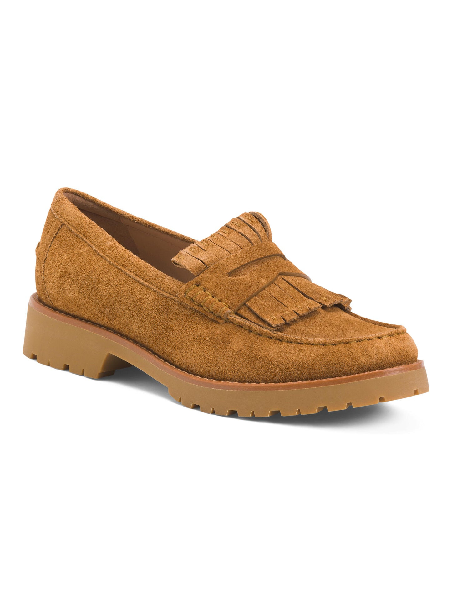 COLE HAAN Suede Treena Kiltie Loafers