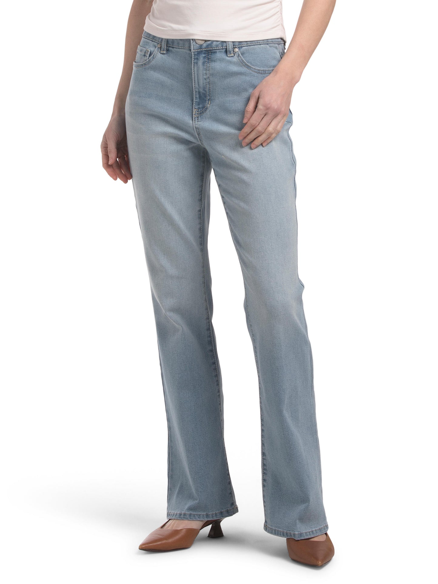 D. JEANS NEW YORK Yüksək Bel Klare Cins Arxa Cib Işlemesi