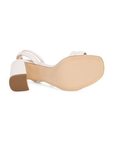 LK BENNETT İtaliyada İstehsal Edilmiş Dəri Edita Qaysış Blok Topuqlu Formal Sandal