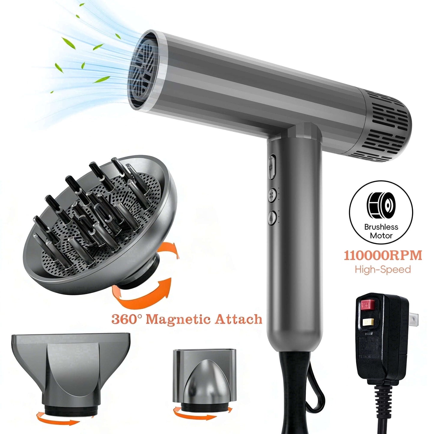 SKIMI İyon Saç Qurutma Maşını 110000RPM Yüksək Sürətli Diffuzer ilə YoxYox