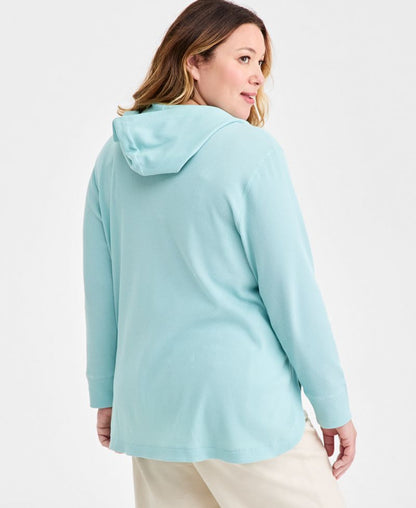 Style &amp; Co Böyük Ölçülü Vafli Toxunuşlu Kapüşonlu Sviterka