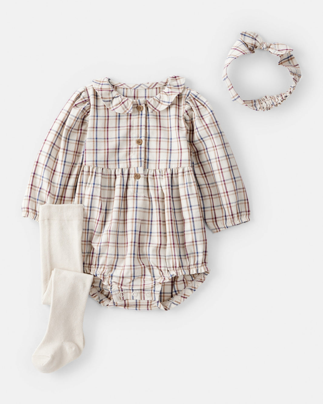 Carter's Qız Uşaq 3 Parçalı Tartan Bubl Geyim Seti