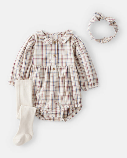 Carter's Qız Uşaq 3 Parçalı Tartan Bubl Geyim Seti