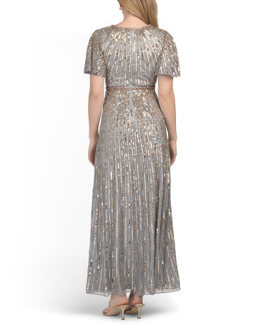 MAC DUGGAL Qısa Tərəvəlli Paillettes Bəzəli Geyim
