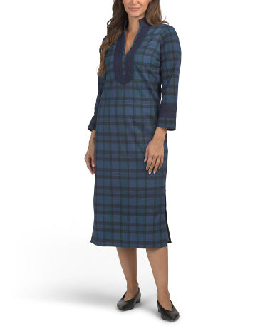SAIL TO SABLE Uzun Qollu Tartan Desenlı Maxi Kaftan Geyimi