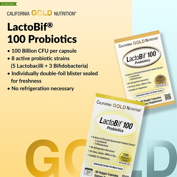 California Gold Nutrition Lactobif 100 Probiotiklər 100 Milyard CFU 30 Bitki Kapsulu
