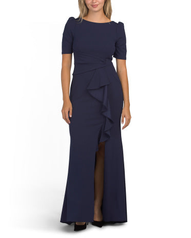 ALEX EVENINGS Scuba Stretch Ruffle Geyimi