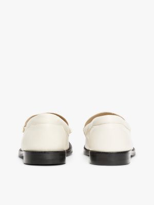 Tommy Hilfiger Logo Horsebit Dəri Loafer Ayaqqabısı, Muslin
