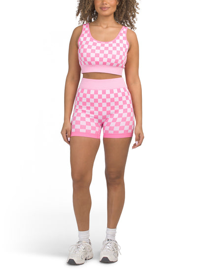 KIMBERLY C 2pc Checkmate İdman Lüğətü və Şortu Dəsti
