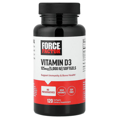Force Factor D3 Vitamini Yüksək Doza 125 Mcg 5000 Iu 120 Softgel
