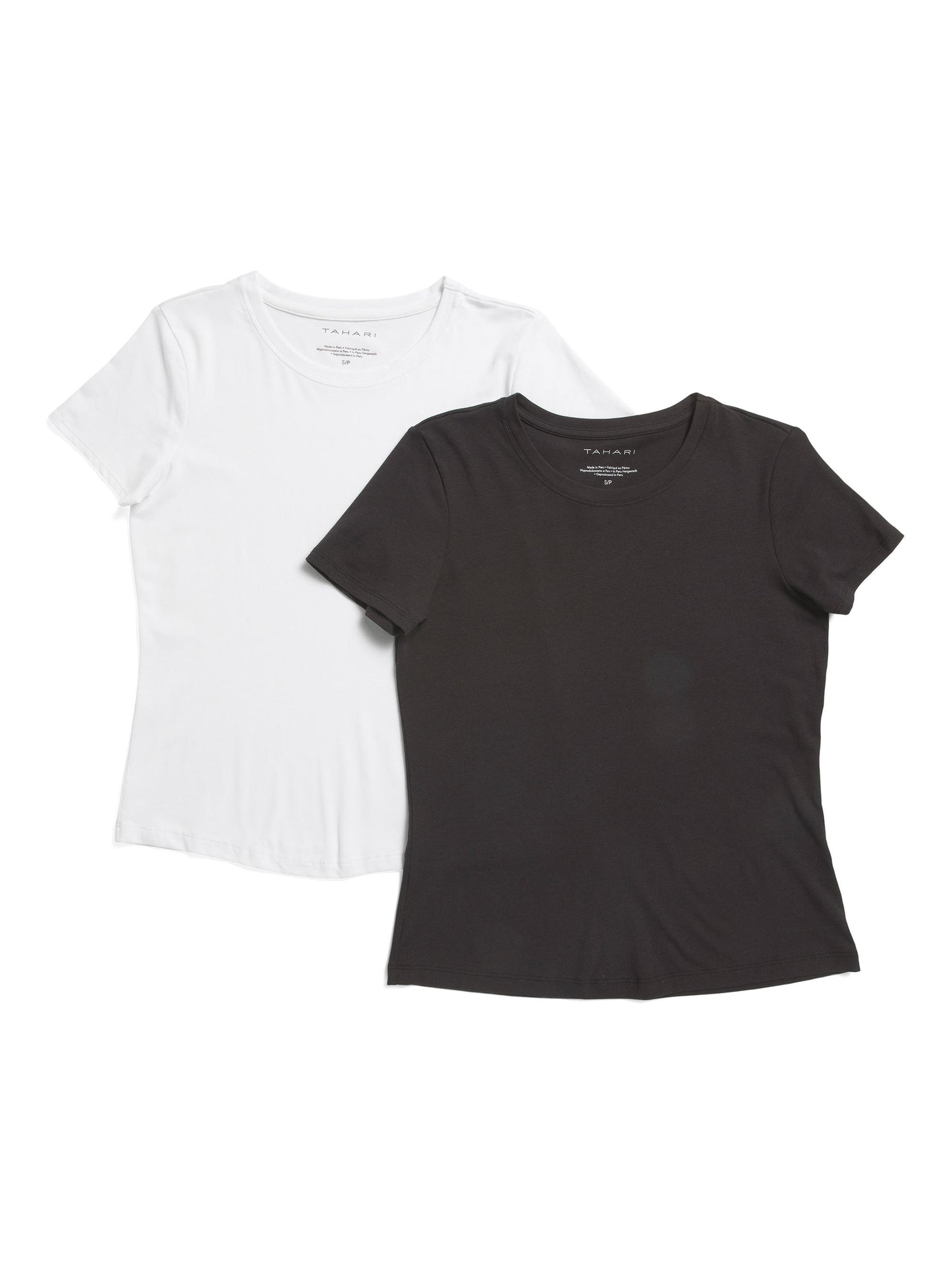 TAHARI 2-Pack Pima Pambığı Qarışığı Qısa T袖li Jersey Ekip Boyunlu Üstlər