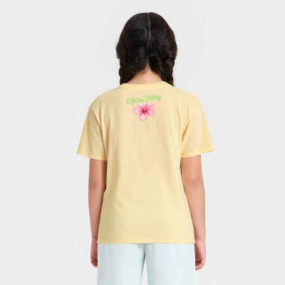 Qız Hello Kitty Coastal Dreaming Qısa Kollu Böyük Ölçülü Qrafik Köynək - Sarı L