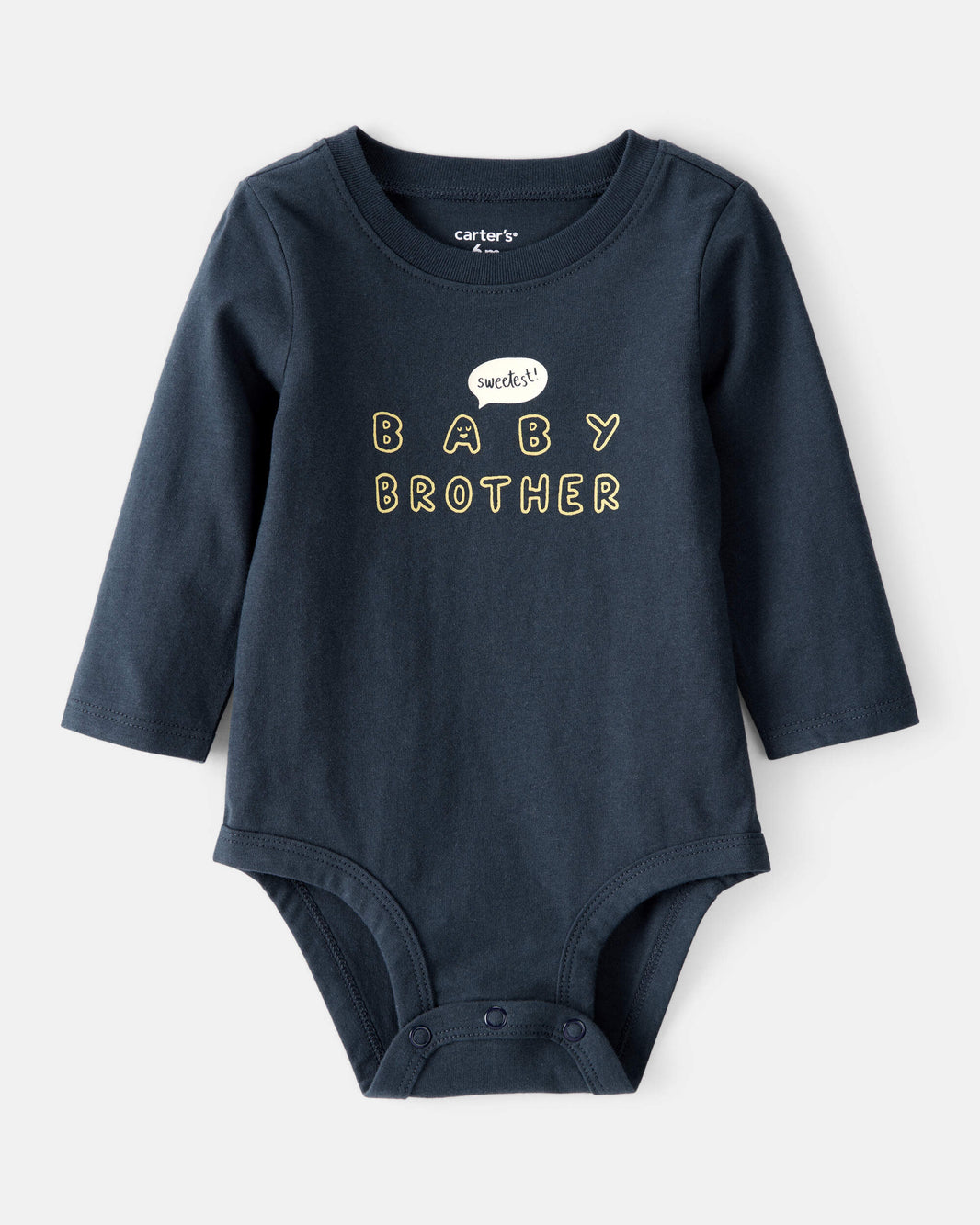 Carter's Uşaq Oğlan Ən Şirin Kiçik Qardaş Pambıq Uzun Kollu Qrafik Bodysuit - Tünd Mavi