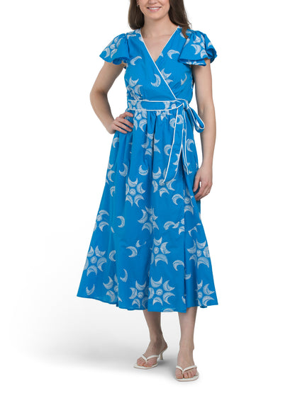CIEBON Evelyn Flutter Sleeve Wrap Maxi Dress