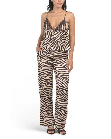 LOVE TREE 2 Hissə Zebra Dantel Bluzka və Şalvar Dəsti