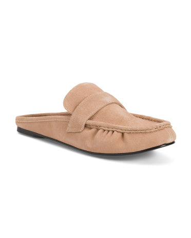 BLACK SUEDE STUDIO Suede Arwin Ruched Arxa Açıq Loaferləri