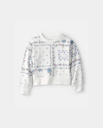 OshKosh B'gosh Qız Bandana Çiçək Deseni Fransız Trikotaj Hoodie - Mavi/Fil Dişi