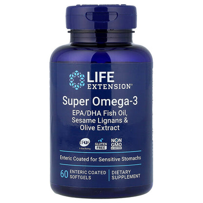 Life Extension Super Omega-3 EPA DHA Balıq Yağı Susam Liqnanları Zeytun Ekstraktı 60 Enterik Kapli Softjel