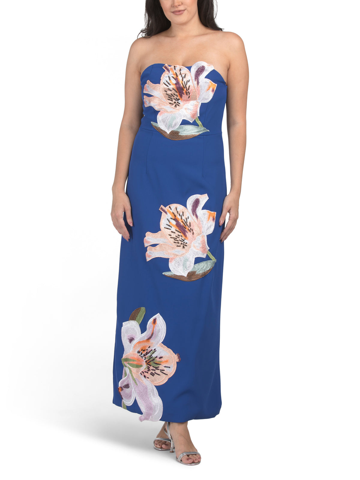 DALIA MACPHEE Strapless Çiçəkli Aplikə Maksi Geyim