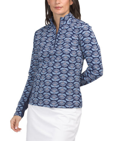 SIGRID OLSEN UPF 50 Uzun Qollu Quarter Zip Gödəkçə Mesh Panellərlə