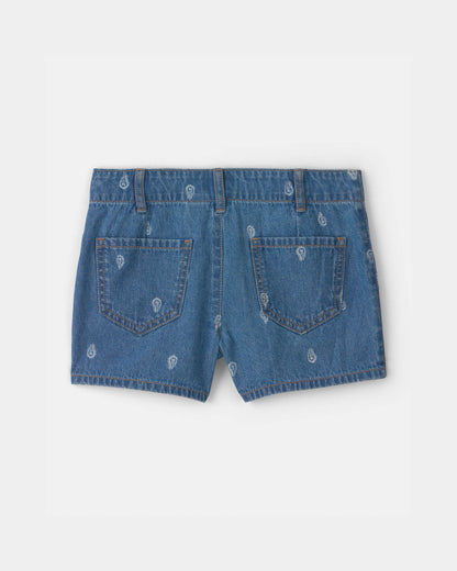 OshKosh B'gosh Qız Paisley Denim Şortu - Orta Yuyunmuş