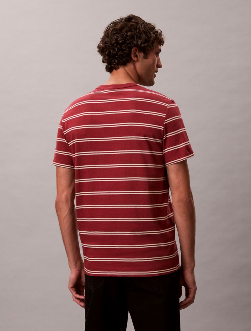 Calvin Klein Liquid Touch Stripe Crewneck T Shirt Çizgi Döşəmə Köynək