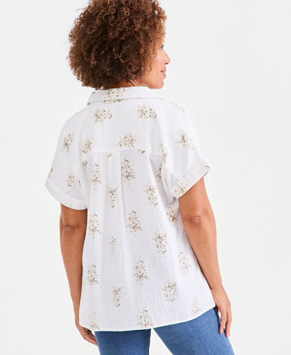 Style &amp; Co Qadın Pamuk Gaz Yaxalıqlı Popover Köynəyi