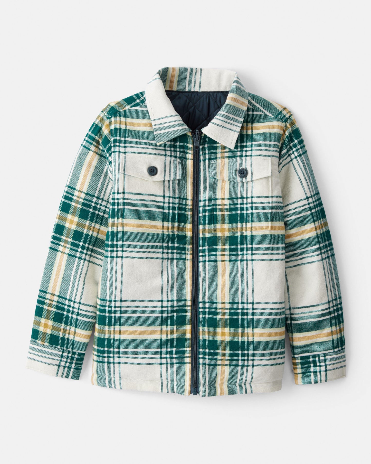 OshKosh B'gosh Oğlan Kareli Uzun Kollu Gödəkçə - Yaşıl