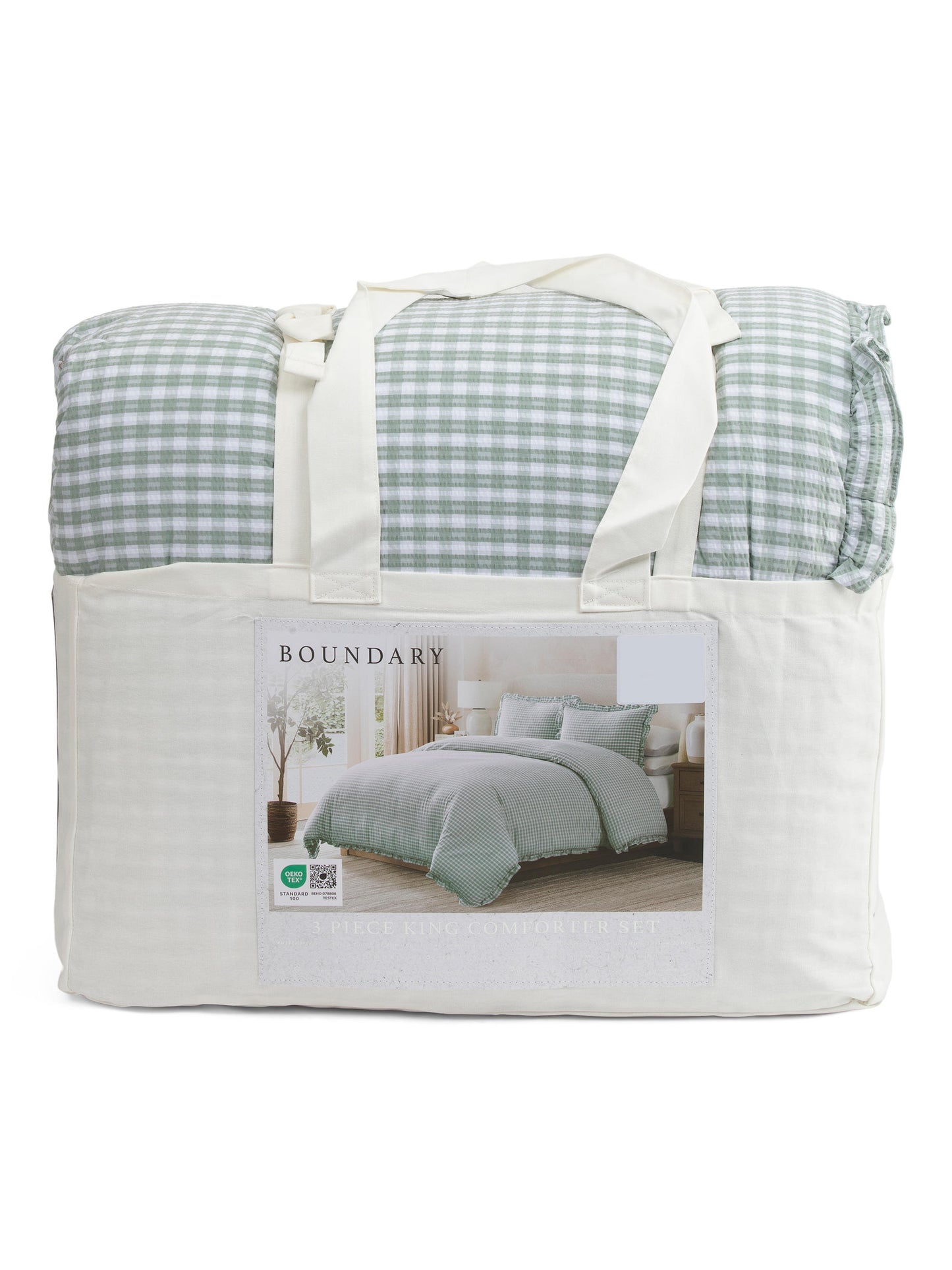 BOUNDARY Mini Gingham Pambıq Seersucker Yorğan Dəsti