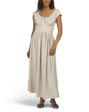 MAX STUDIO Keyhole Short Sleeve Maxi Dress