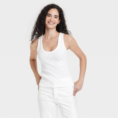 Universal Thread Qadın Dar Oturan Kolsuz Bluza Ağ XL