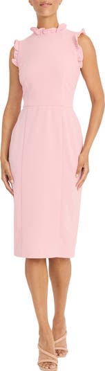 Maggy London Fırfırlı Mock Neck Düz Geyim