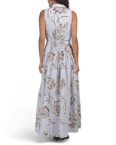 MSK Drop Waist Collared Maxi Shirt Dress
