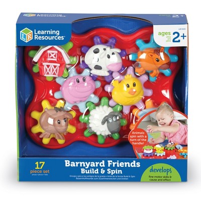 Learning Resources Barnyard Friends Build & Spin - Balaca Uşaq Hissiyyat Oyuncaqları, 2+ Yaş
